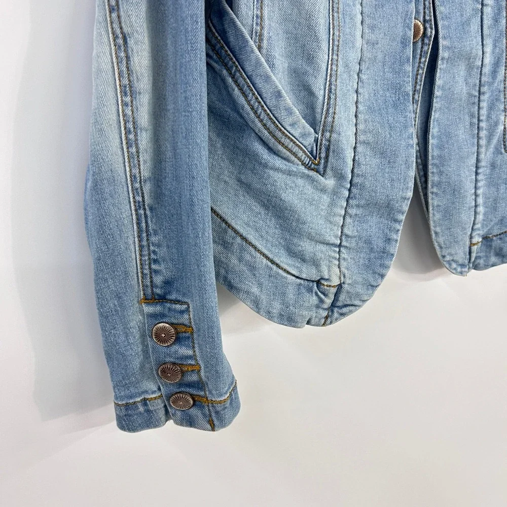 Light Wash Denim Blazer Jacket Small Tailored Preppy Western Americana Coastal